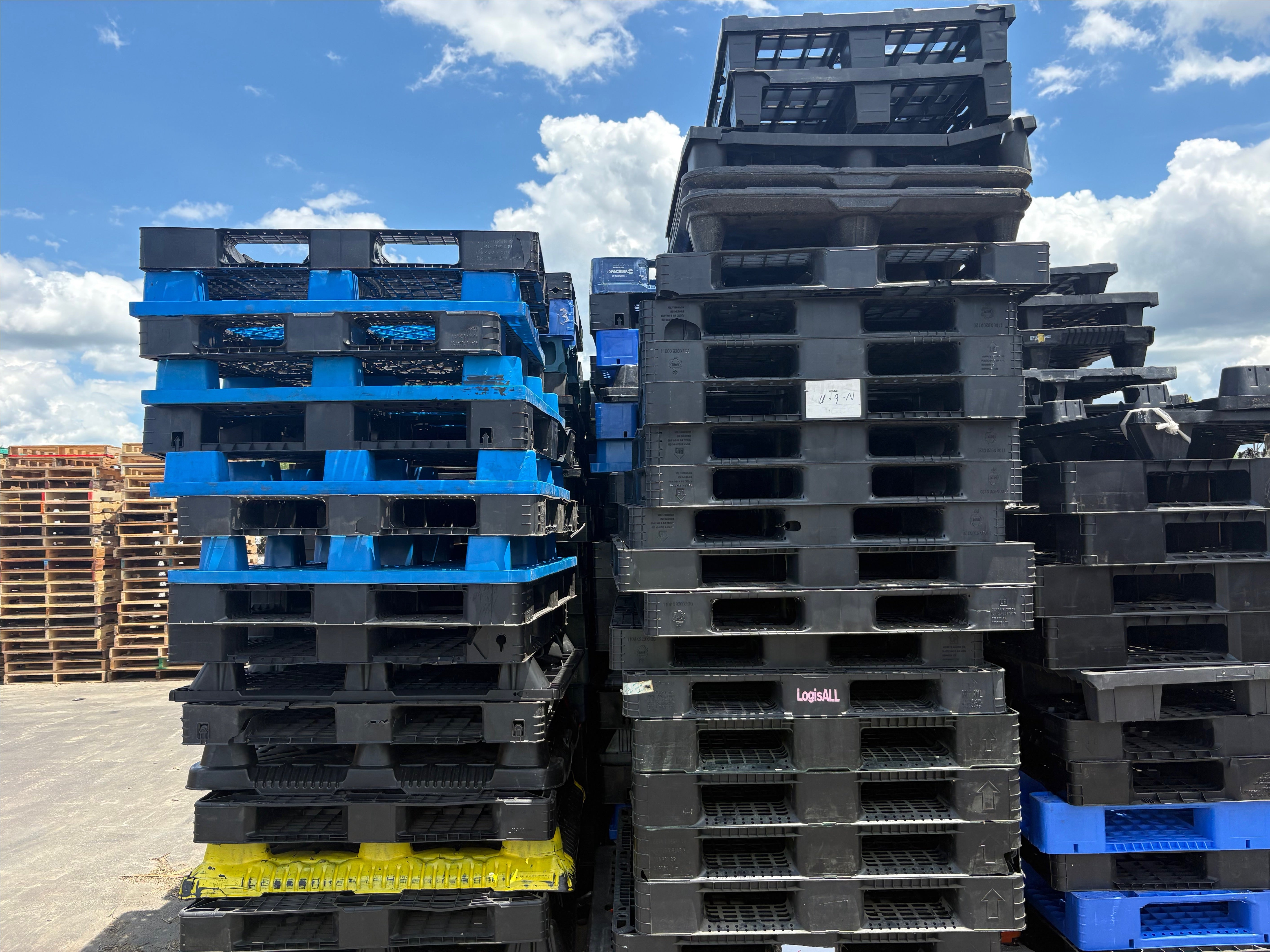 Used Plastic Pallets Truckload – Mixed 48x40 & 43x43 Stackable/Nestable Plastic Pallets | Discount Bulk Inventory